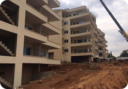 A multi-storey residential block under construction